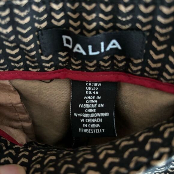 Dalia Black Brown Geometric Print Stretch Business Career Pants Plus Size 18W - Picture 6 of 7